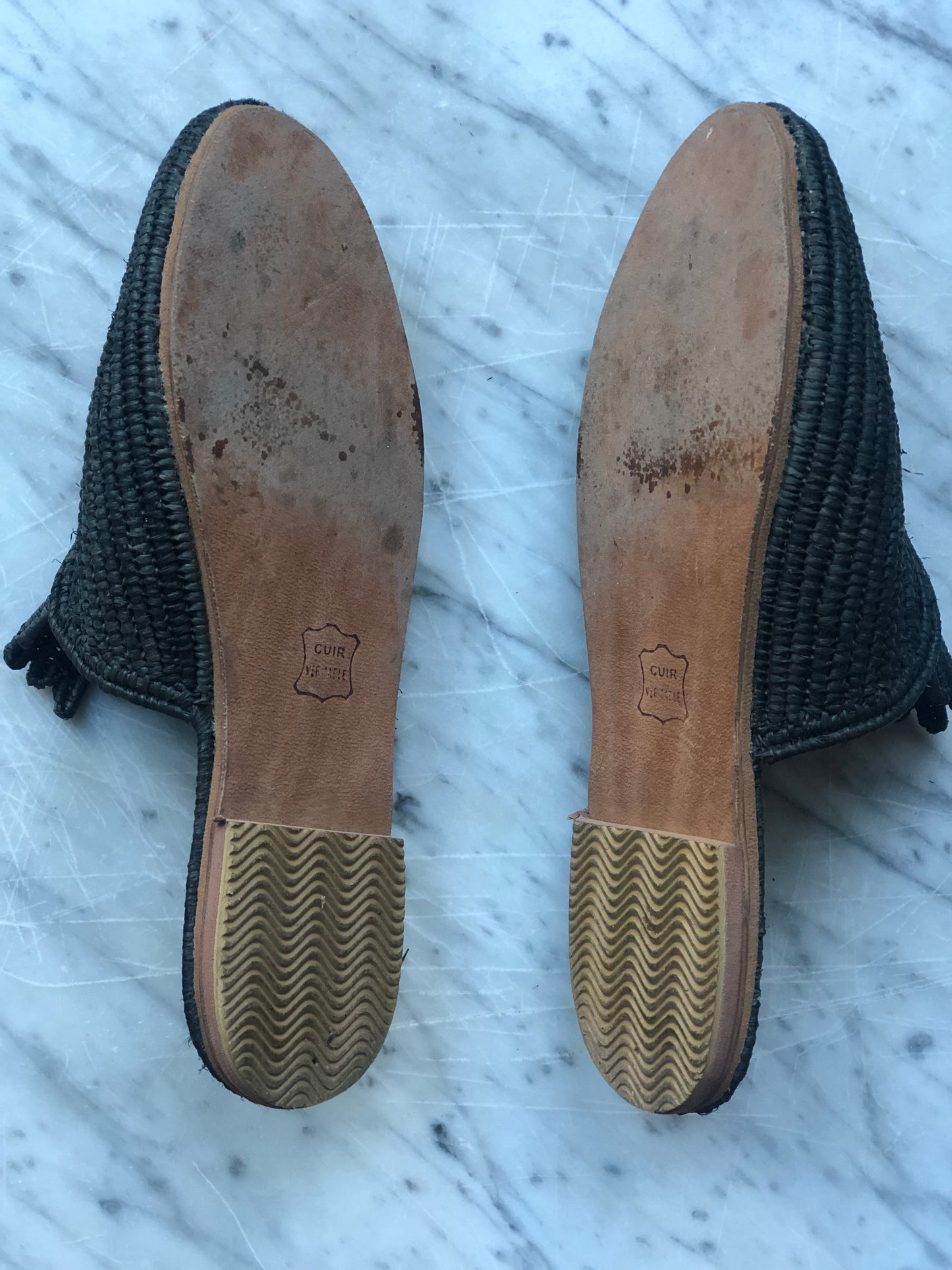 Raffia sandaal zwart